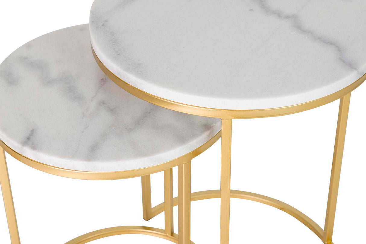 Definir 2 mesas de máquinas de mármore 41x41x50 35x35x43 cm