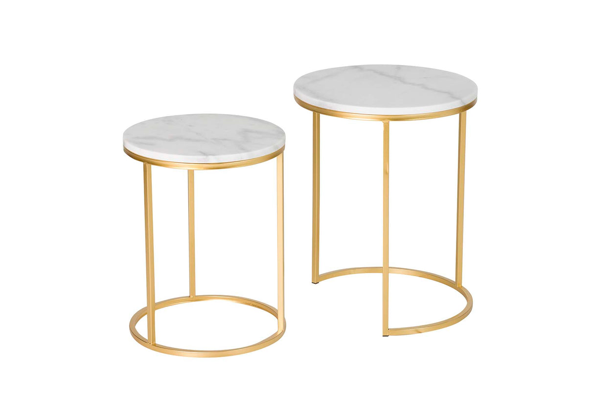 Definir 2 mesas de máquinas de mármore 41x41x50 35x35x43 cm