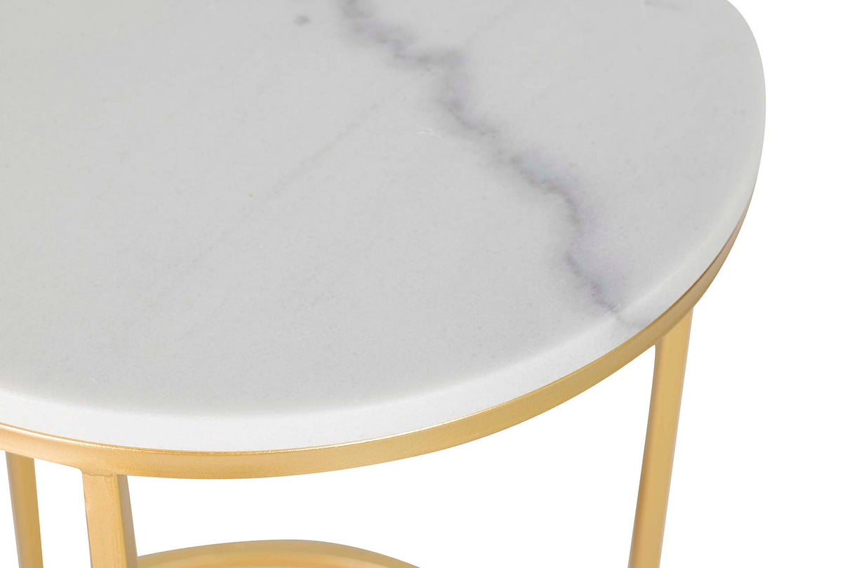 Definir 2 mesas de máquinas de mármore 41x41x50 35x35x43 cm