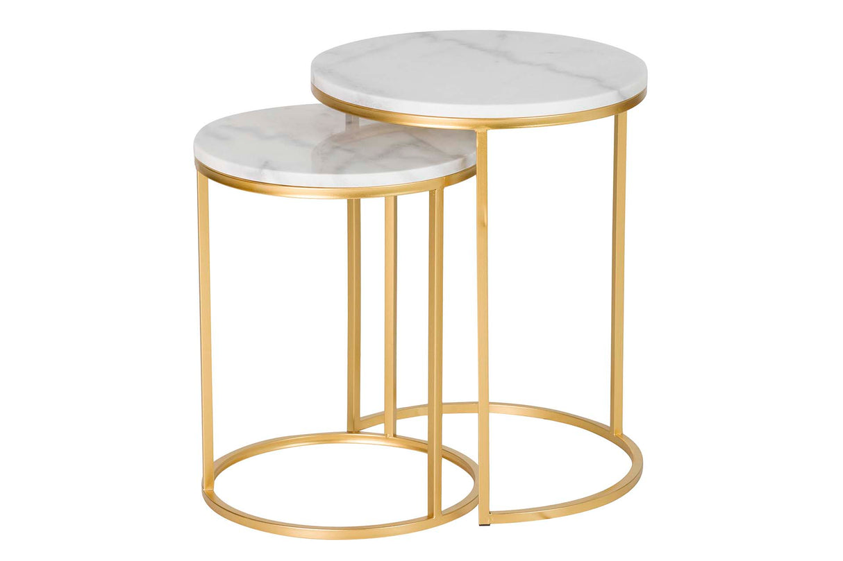 Definir 2 mesas de máquinas de mármore 41x41x50 35x35x43 cm