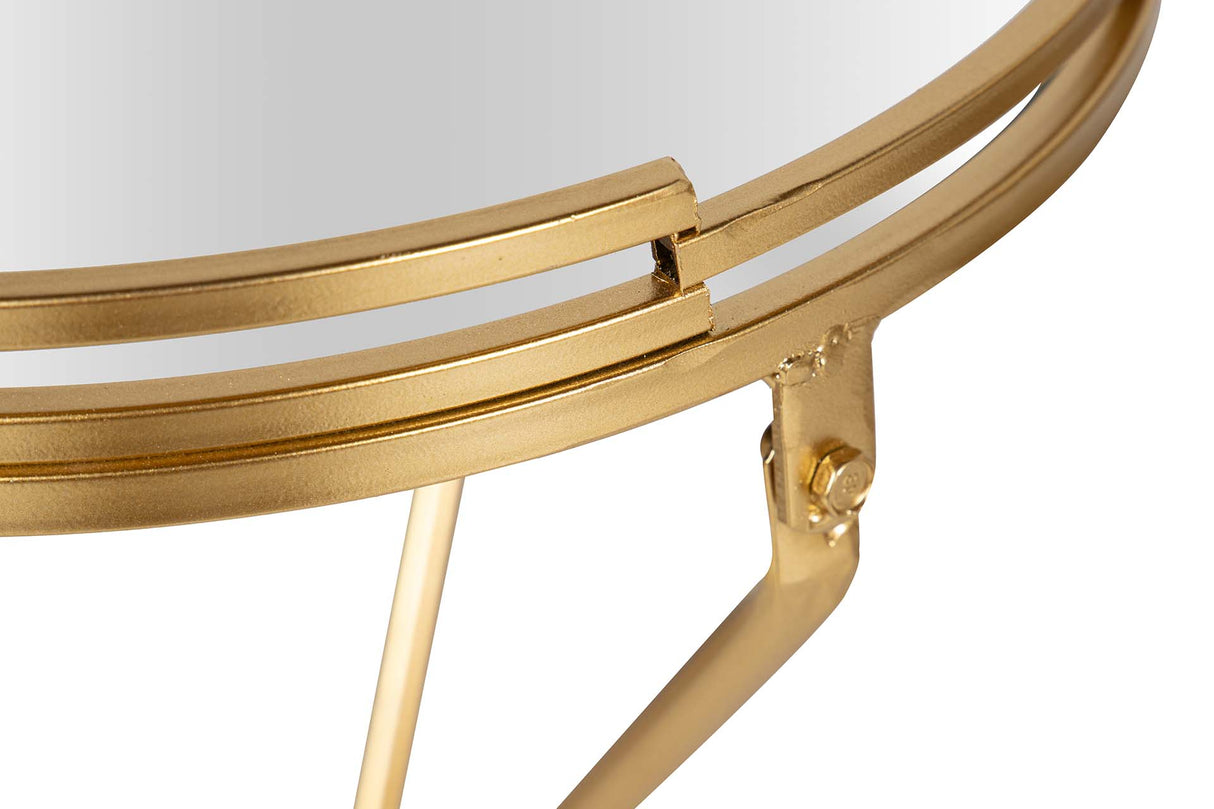 SET 2 MESAS METAL ESPEJO 40x40x70 30x30x60 CM