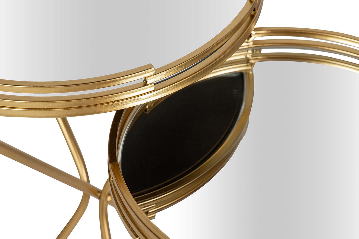 SET 2 MESAS METAL ESPEJO 40x40x70 30x30x60 CM