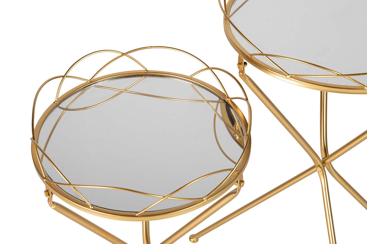 Definir 2 mesas de espelho de metal 44x39x74 42x39x63 cm