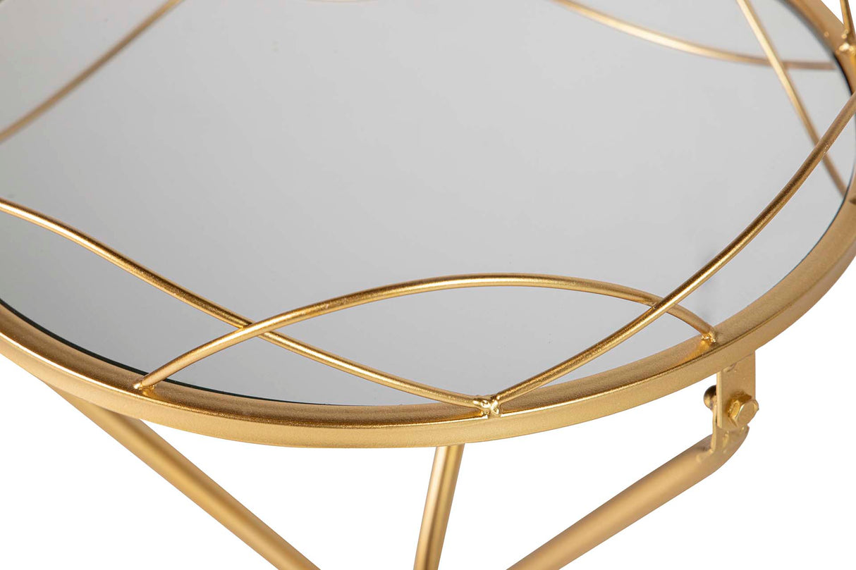 Definir 2 mesas de espelho de metal 44x39x74 42x39x63 cm