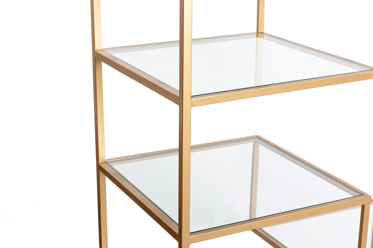 ESTANTERIA METAL DORADA BALDAS CRISTAL 82x42x173CM