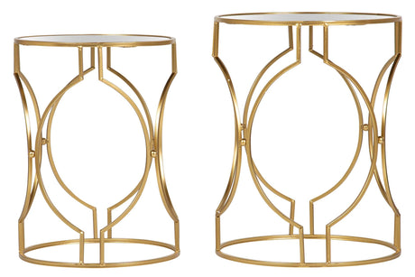 SET 2 MESAS METAL ESPEJO 43x43x55 38x38x50 CM