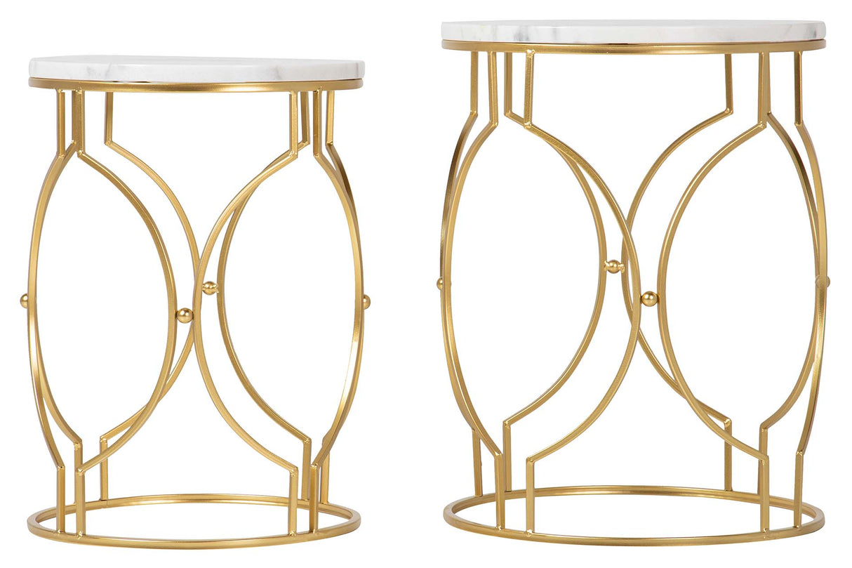 SET 2 MESAS METAL MARMOL 43x43x55 38x38x50 CM