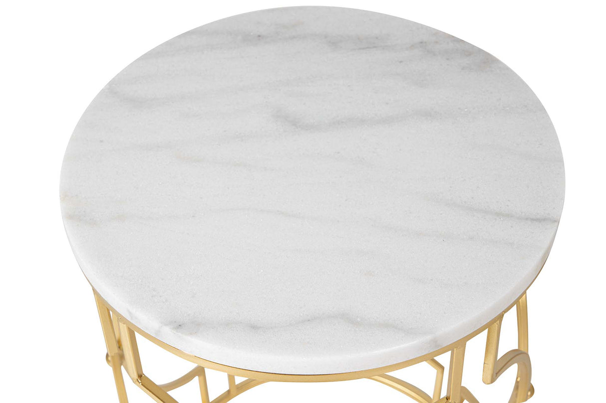 SET 2 MESAS METAL MARMOL 43x43x55 38x38x50 CM