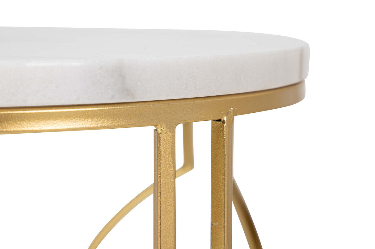 SET 2 MESAS METAL MARMOL 43x43x55 38x38x50 CM