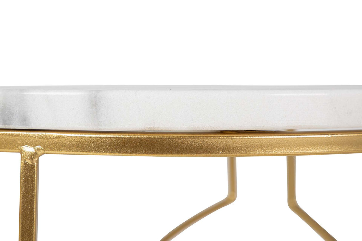 SET 2 MESAS METAL MARMOL 43x43x55 38x38x50 CM