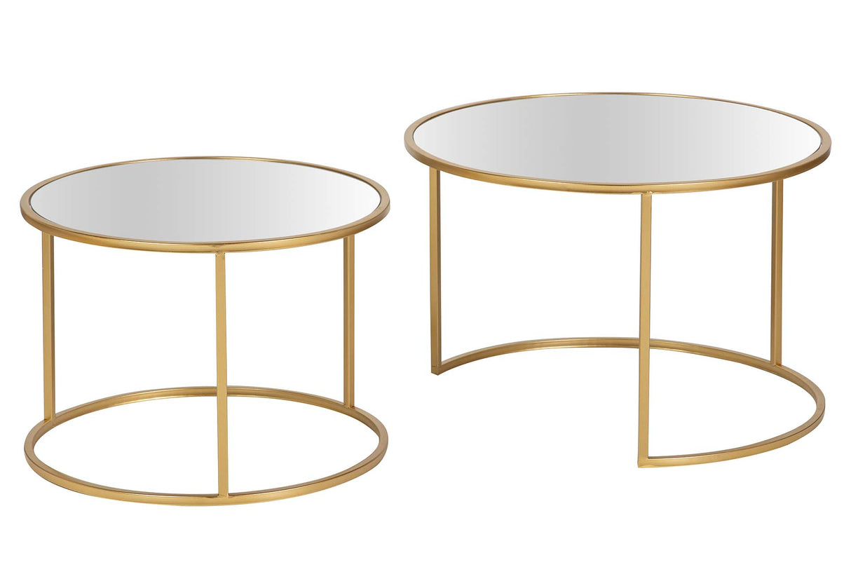 SET 2 MESAS NIDO METAL ESPEJO 60x60x41 50x50x38 CM