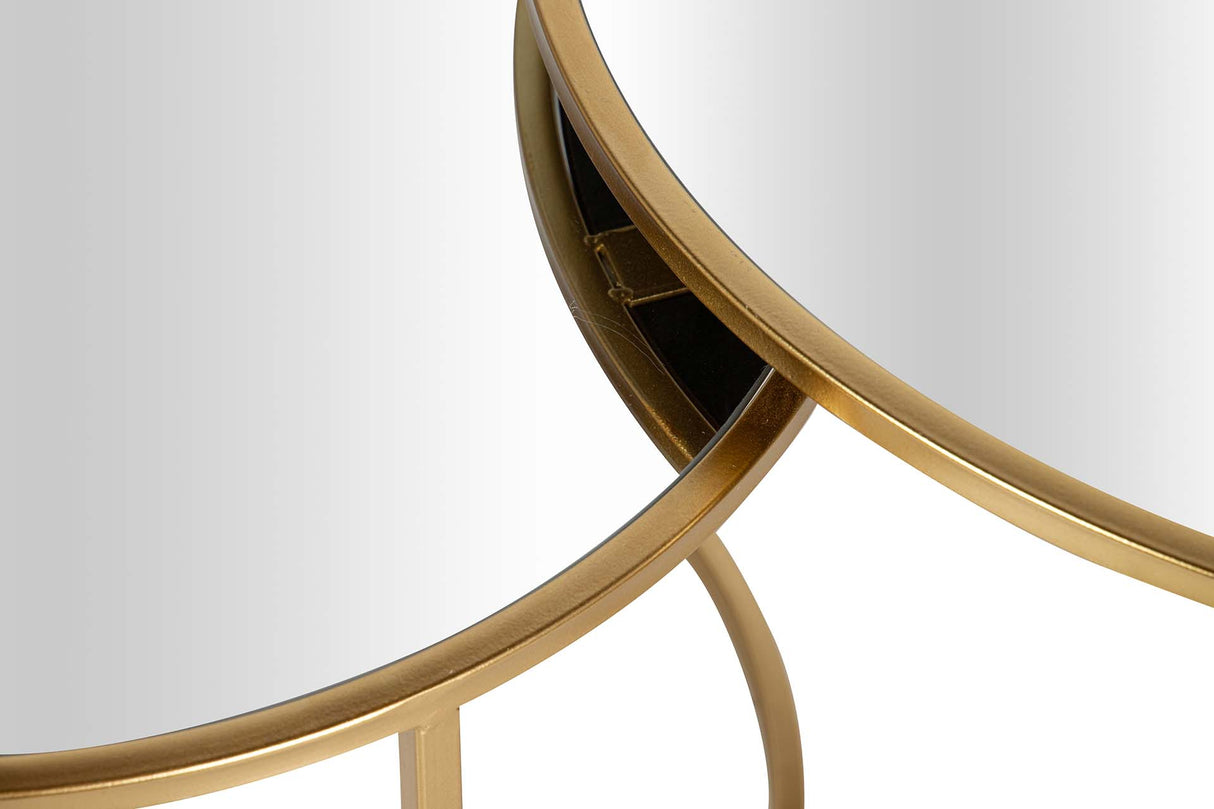 SET 2 MESAS NIDO METAL ESPEJO 60x60x41 50x50x38 CM