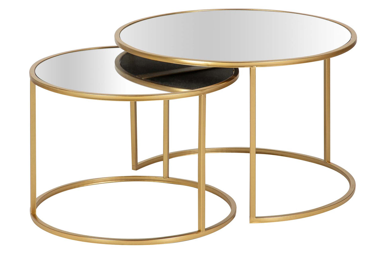 SET 2 MESAS NIDO METAL ESPEJO 60x60x41 50x50x38 CM