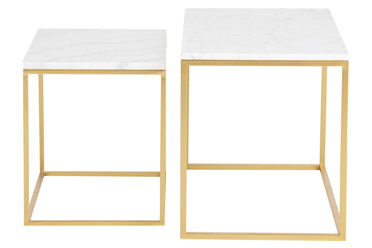 SET 2 MESAS NIDO METAL MARMOL 77x44x50 55x38x45 CM