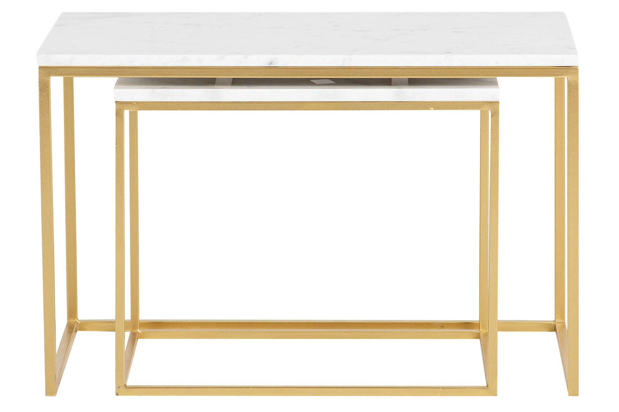 SET 2 MESAS NIDO METAL MARMOL 77x44x50 55x38x45 CM