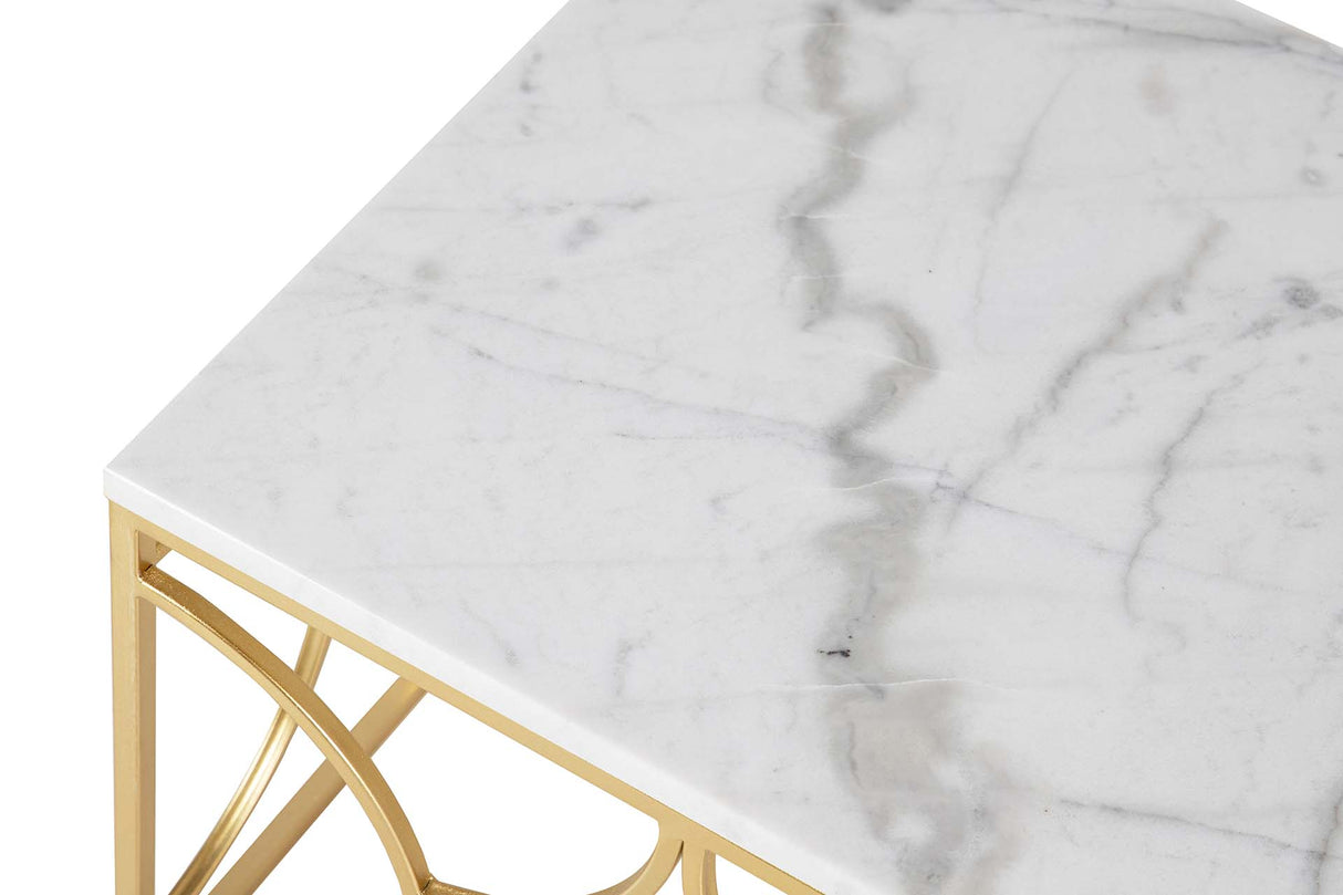 SET 2 MESAS NIDO METAL MARMOL 60x60x41 50x50x38 CM