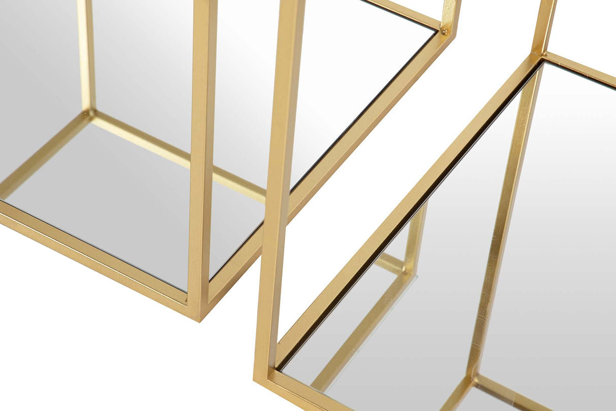 SET 2 MESAS METAL CRISTAL 50x50x50 45x45x35 CM