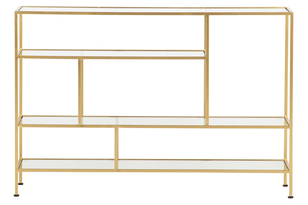 CONSOLA METAL ESPEJO DORADO 120x30x80 CM