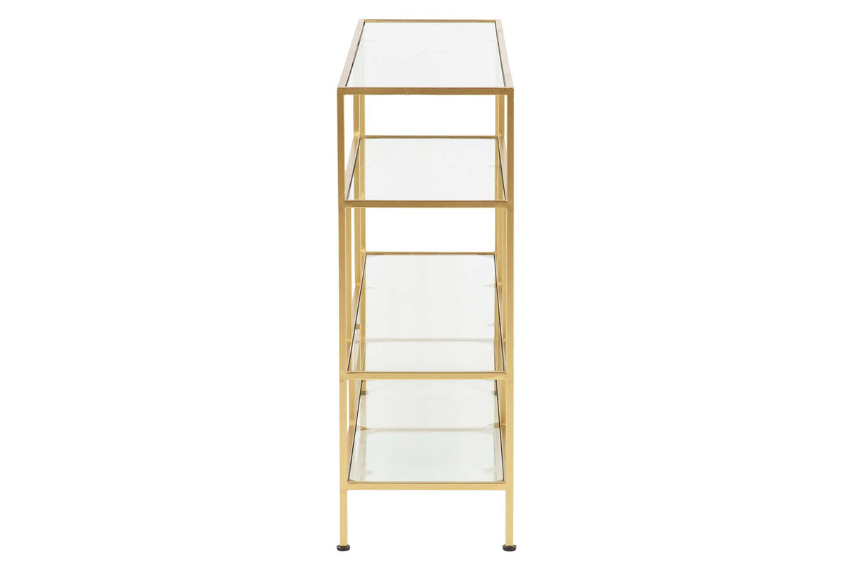 CONSOLA METAL ESPEJO DORADO 120x30x80 CM