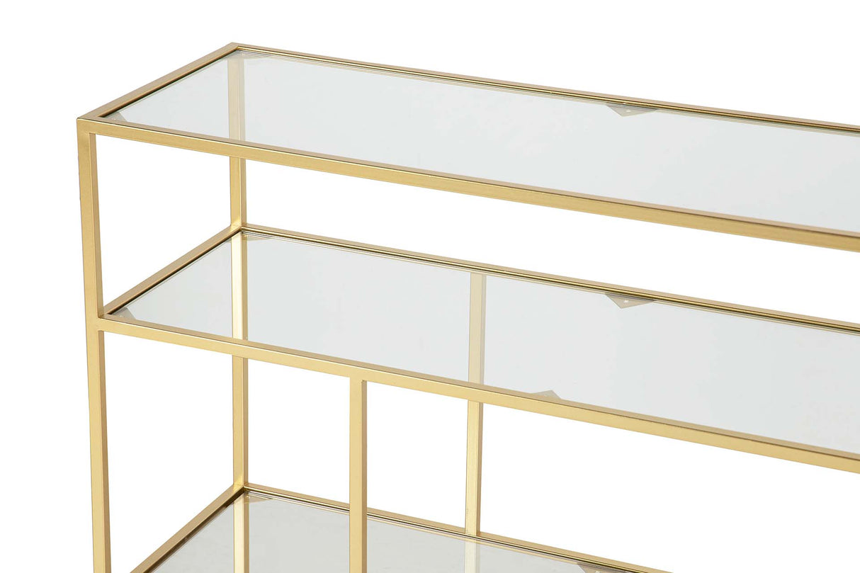 CONSOLA METAL ESPEJO DORADO 120x30x80 CM