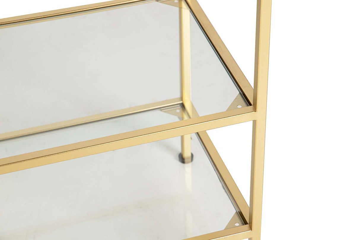 CONSOLA METAL ESPEJO DORADO 120x30x80 CM