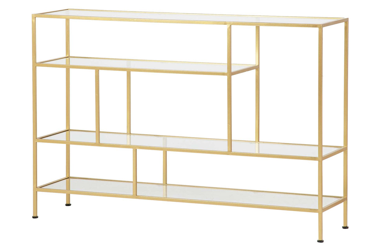 CONSOLA METAL ESPEJO DORADO 120x30x80 CM