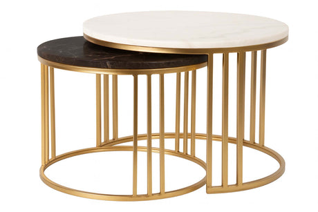 SET 2 MESAS NIDO MARMOL METAL 60x60x41/50x50x38 CM