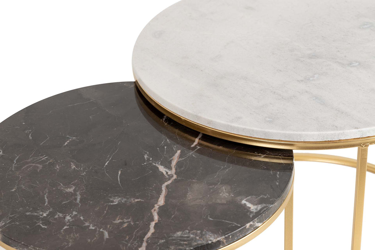 SET 2 MESAS NIDO MARMOL METAL 60x60x41/50x50x38 CM