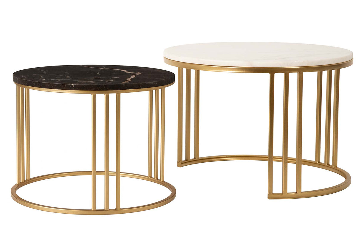SET 2 MESAS NIDO MARMOL METAL 60x60x41/50x50x38 CM