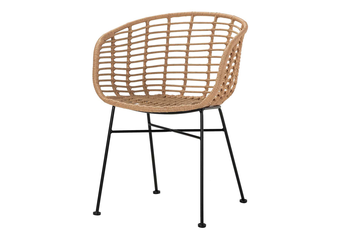 SILLA RATAN SINTETICO NATURAL NEGRO 58x56x77 CM