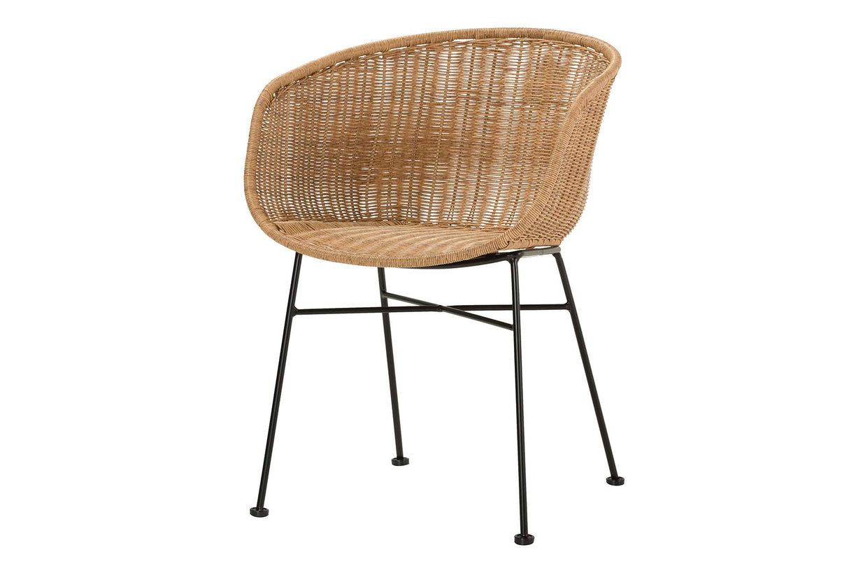 SILLA RATAN SINTETICO NATURAL NEGRO 58x57x78 CM