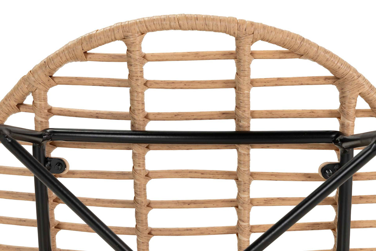 Schwarz natürlicher synthetischer Ratan 53x56x82 cm