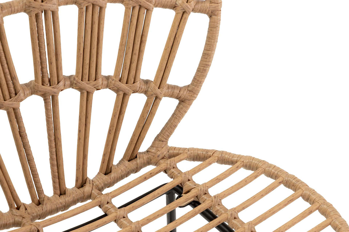 Schwarz natürlicher synthetischer Ratan 53x56x82 cm