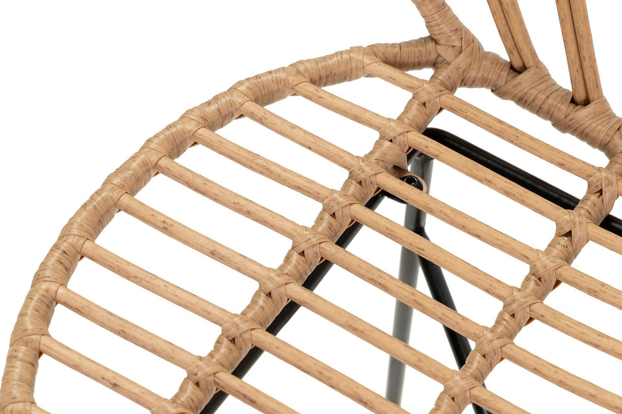 Schwarz natürlicher synthetischer Ratan 53x56x82 cm