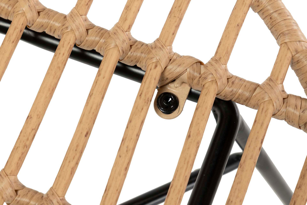 Schwarz natürlicher synthetischer Ratan 53x56x82 cm