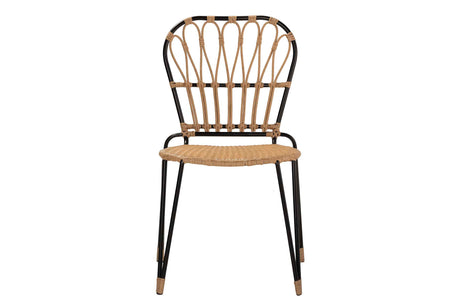 SILLA RATAN SINTETICO NATURAL NEGRO 47x58x86 CM