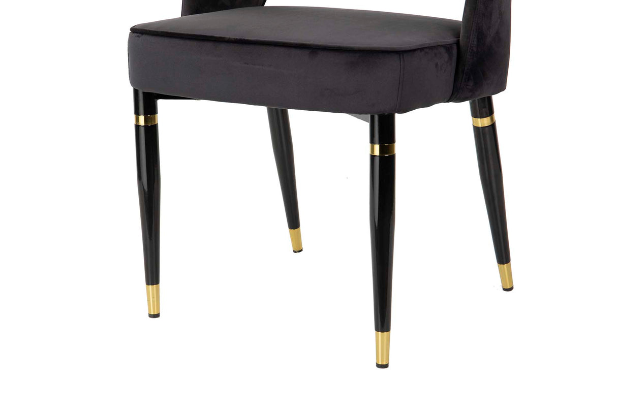 Chaise de velours noir de Houston 56x58x83 cm
