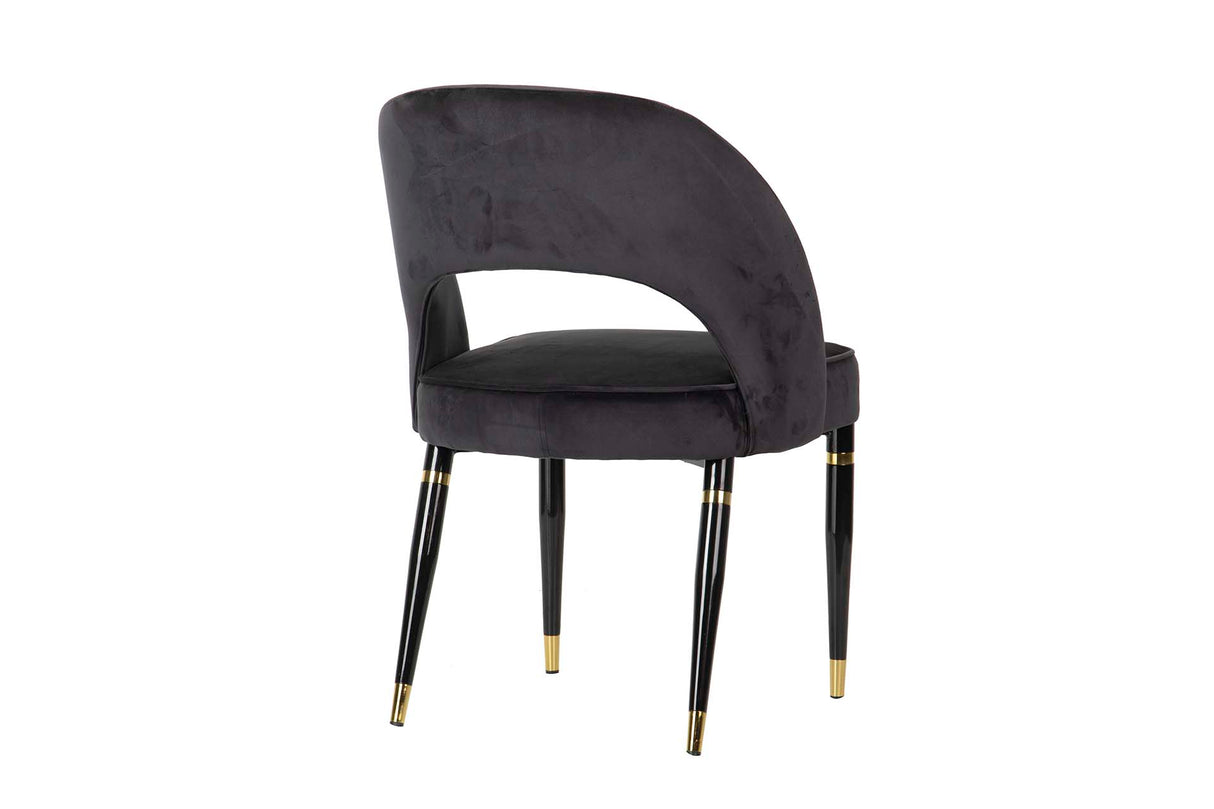 Chaise de velours noir de Houston 56x58x83 cm