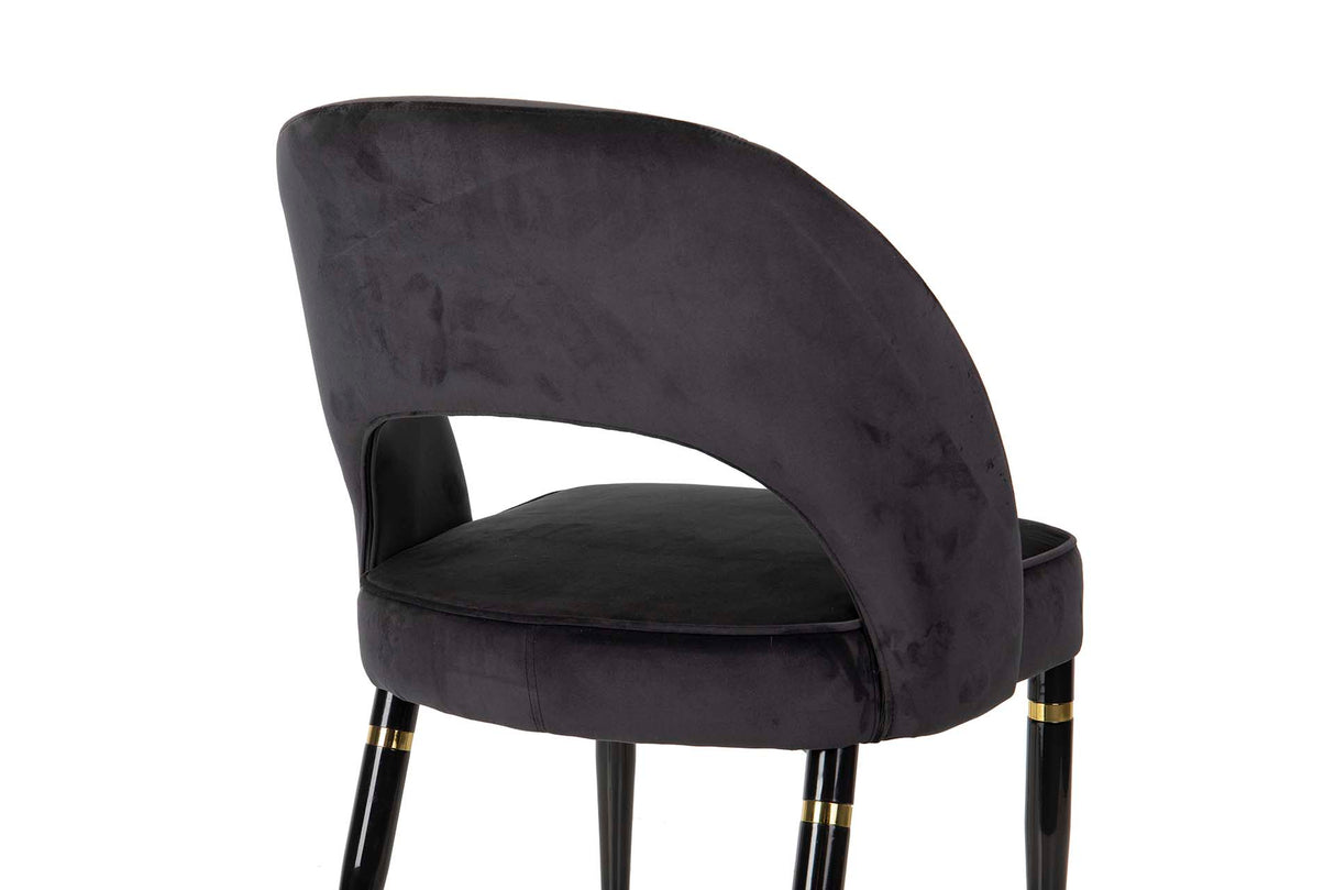 Chaise de velours noir de Houston 56x58x83 cm