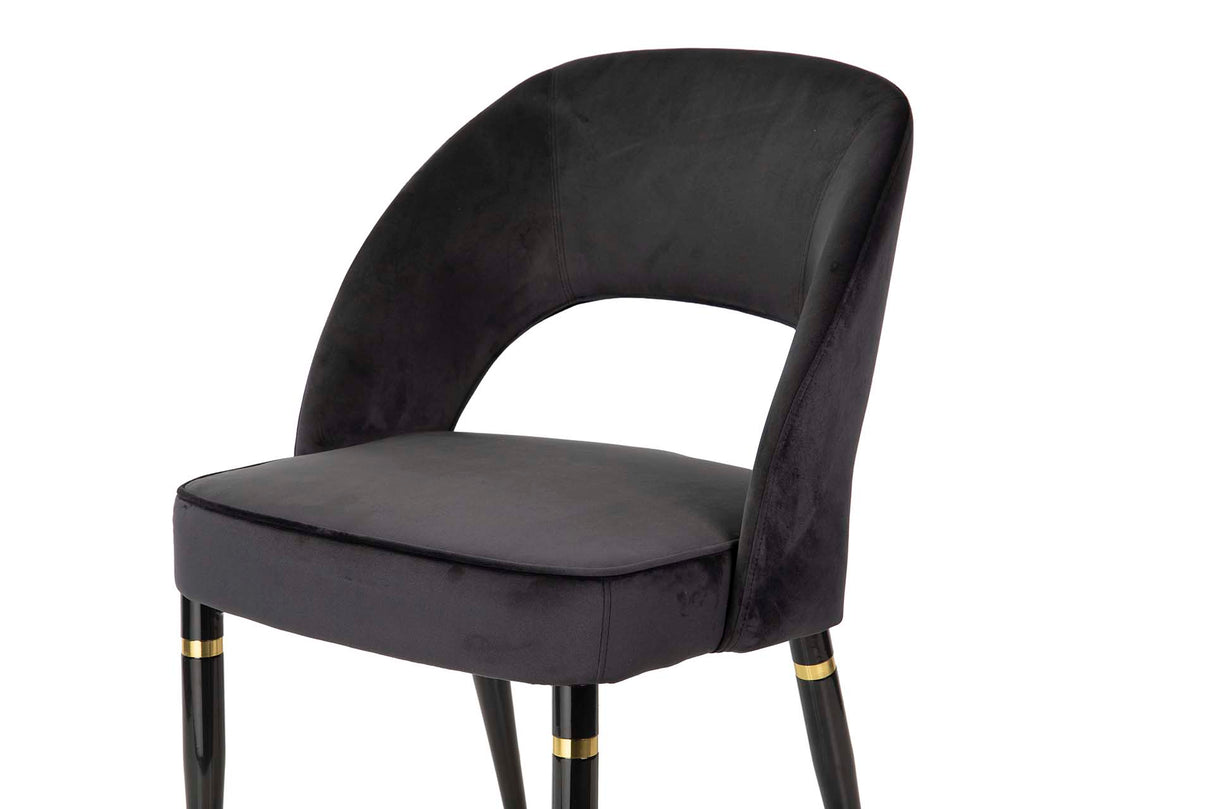 Chaise de velours noir de Houston 56x58x83 cm
