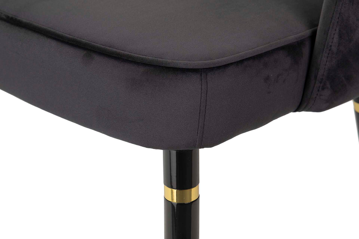 Chaise de velours noir de Houston 56x58x83 cm