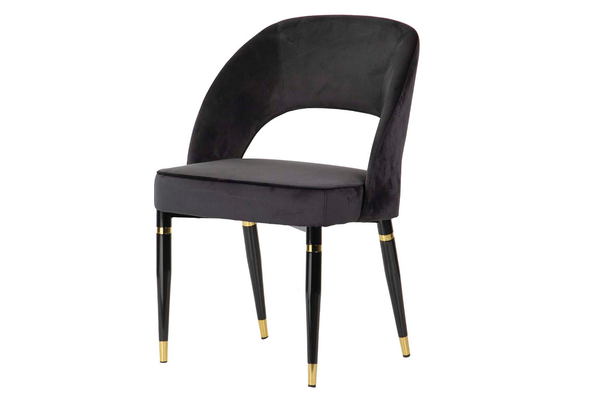 Chaise de velours noir de Houston 56x58x83 cm