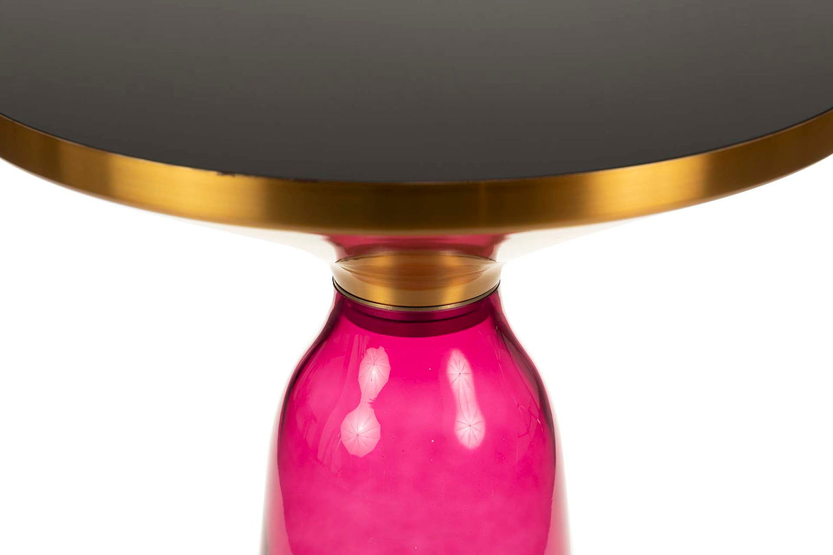 Table auxiliaire Verre rose en acier inoxydable 50x50x53 cm