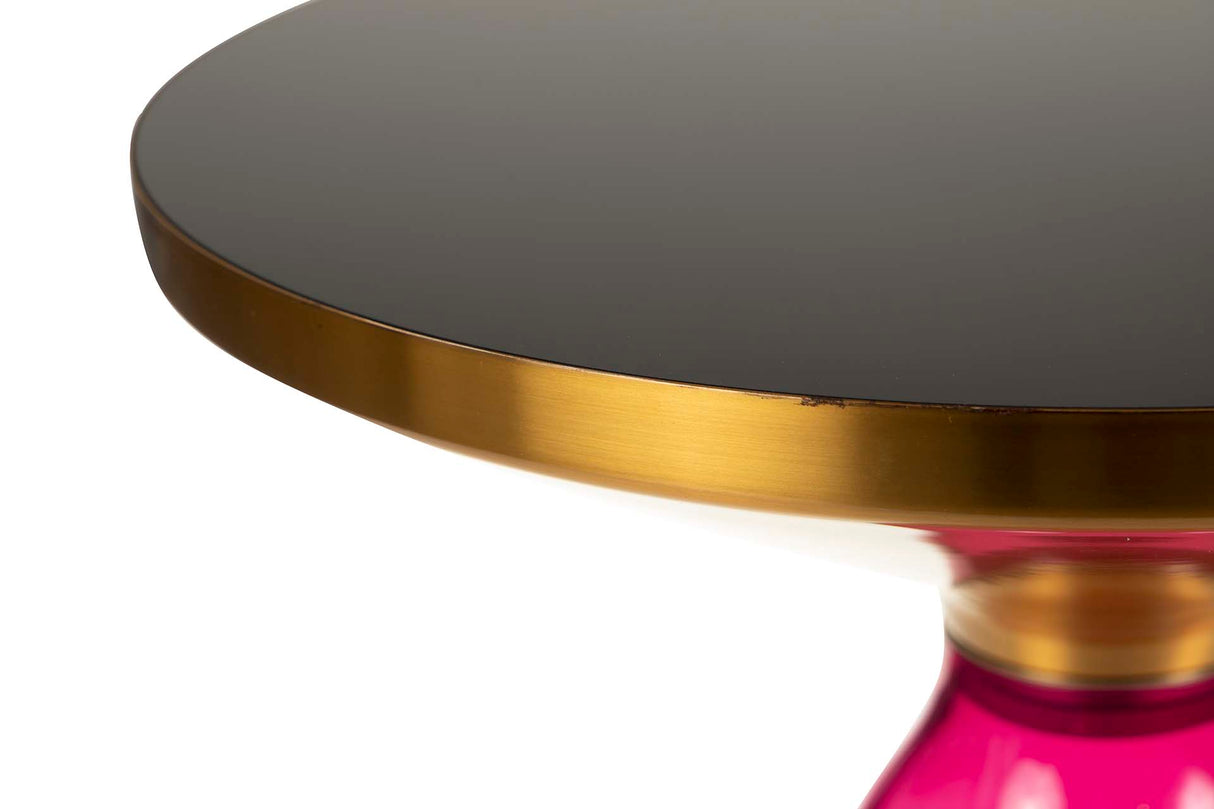 Table auxiliaire Verre rose en acier inoxydable 50x50x53 cm