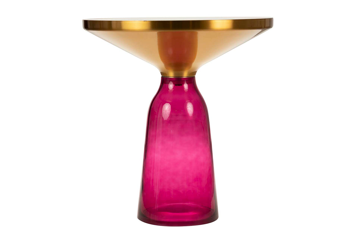 Table auxiliaire Verre rose en acier inoxydable 50x50x53 cm