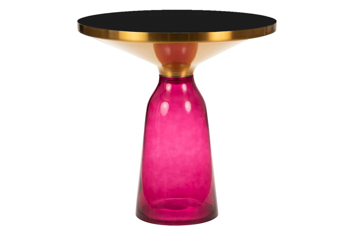 Table auxiliaire Verre rose en acier inoxydable 50x50x53 cm