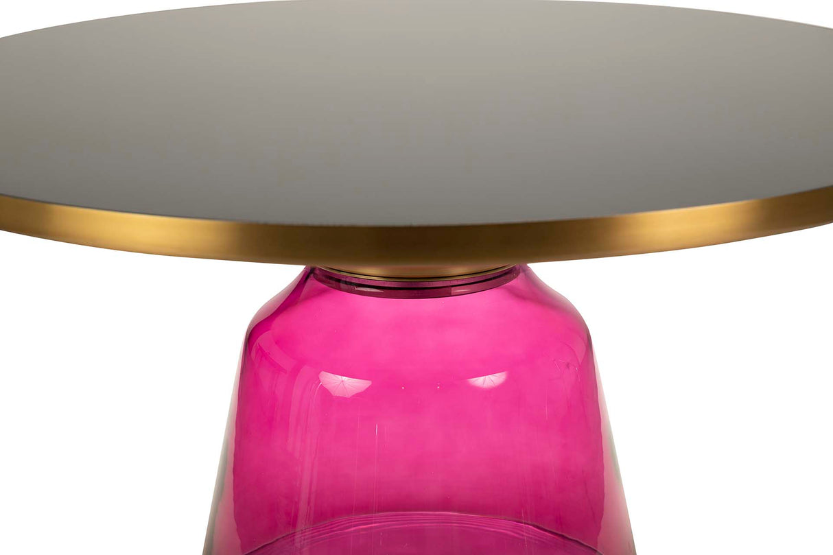 MESA CENTRO ACERO INOXIDABLE CRISTAL ROSA 75x75x37 CM