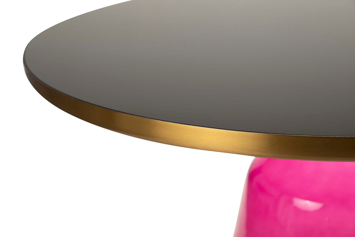 MESA CENTRO ACERO INOXIDABLE CRISTAL ROSA 75x75x37 CM