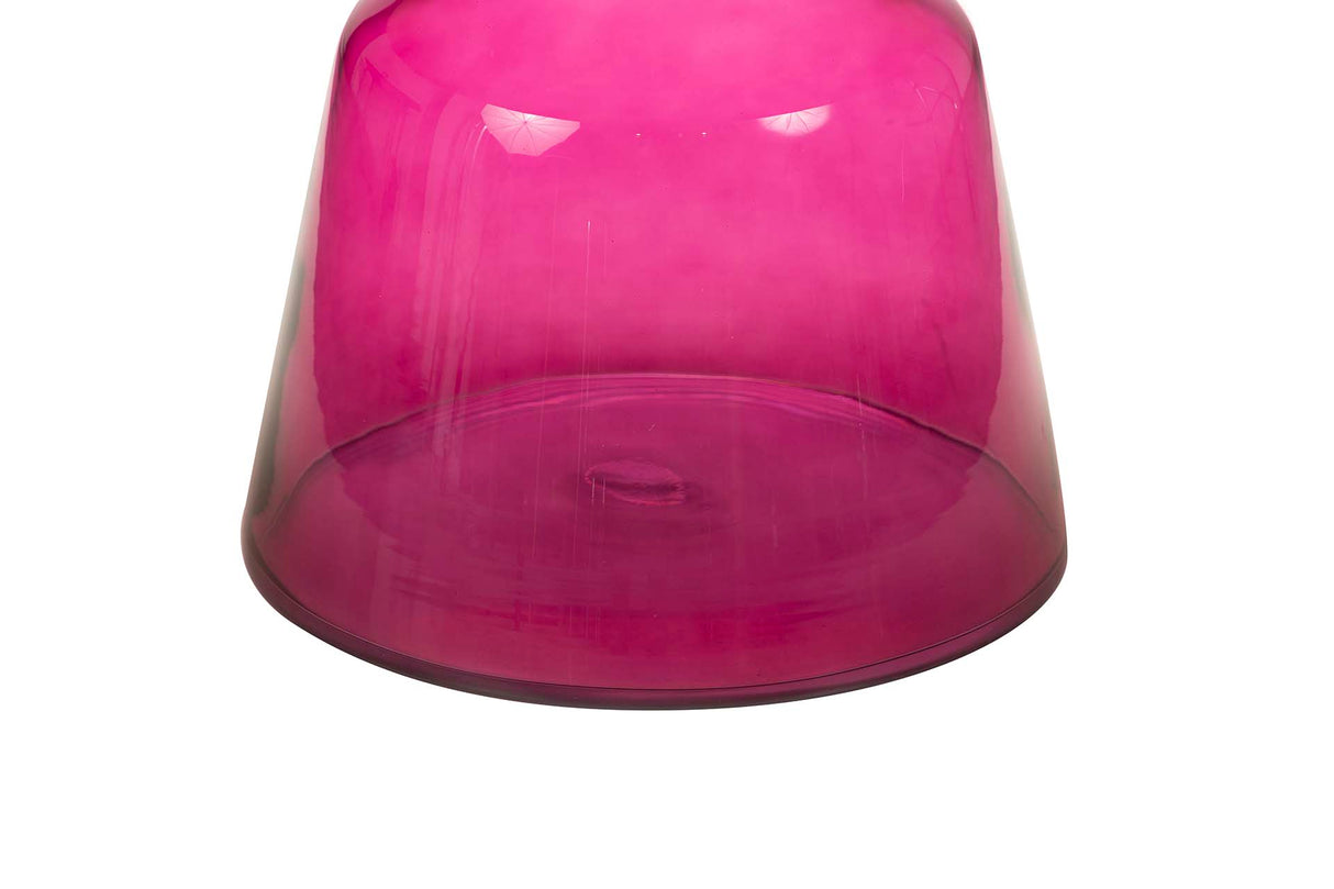 MESA CENTRO ACERO INOXIDABLE CRISTAL ROSA 75x75x37 CM