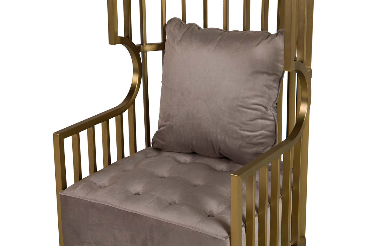 Samt Charleston Edelstahl Sessel 68x68x150 cm